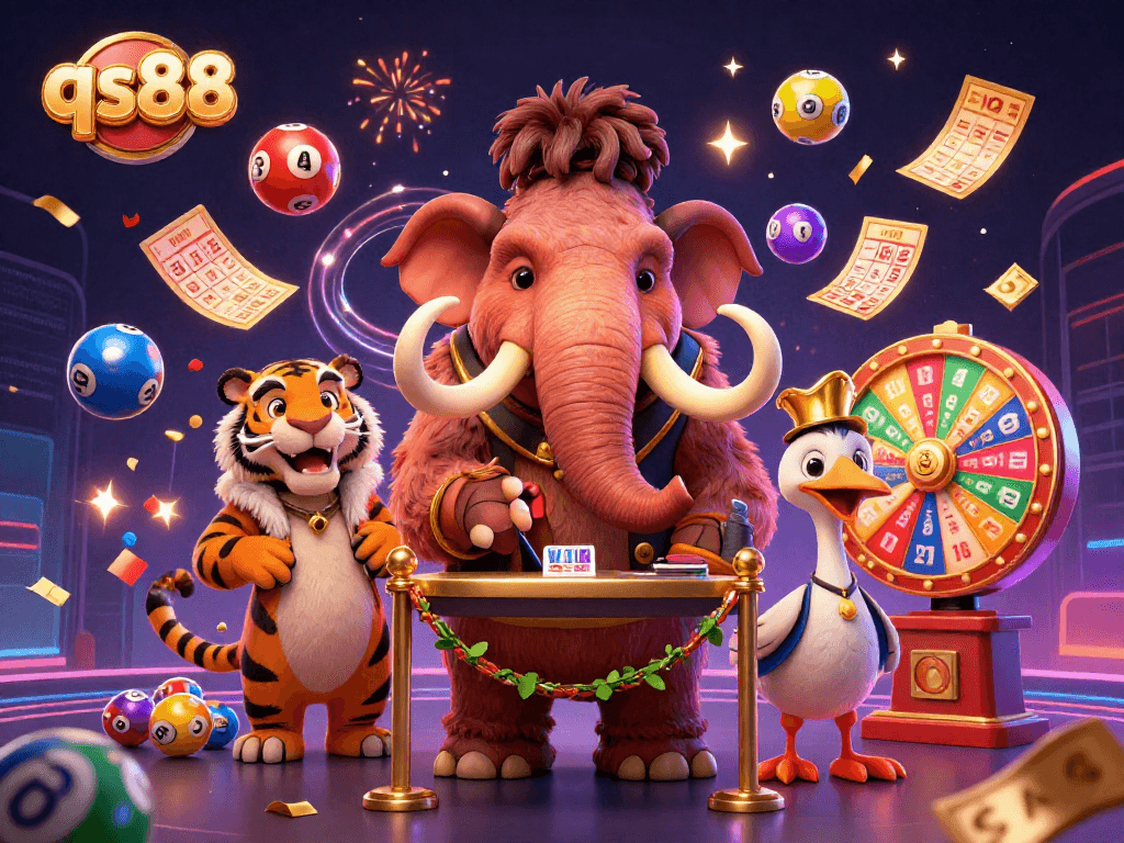 Experience the excitement at qs88 with dynamic lottery balls and lucky characters at the casino.