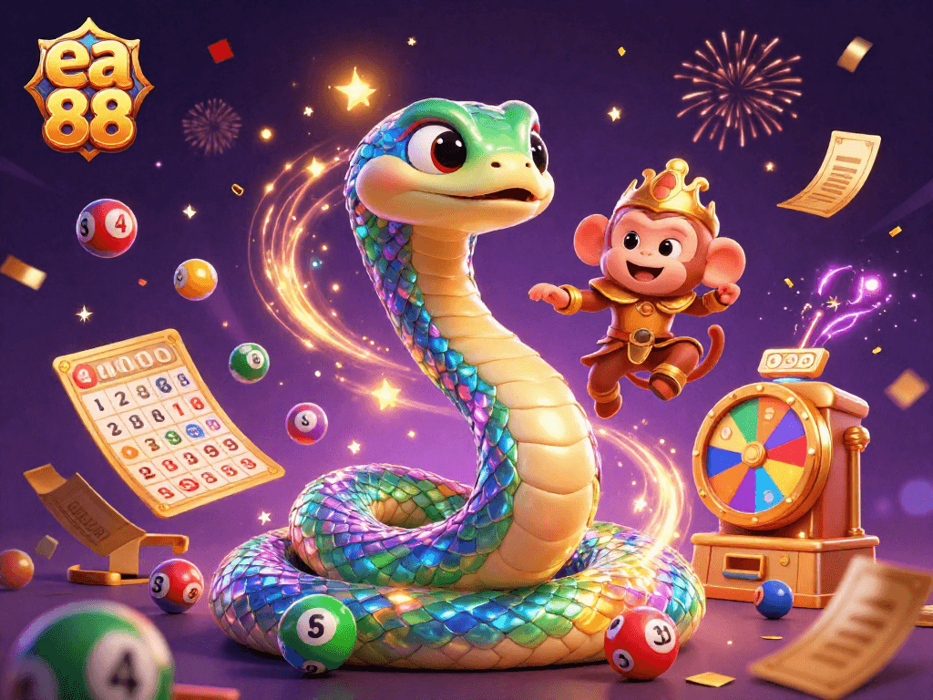 Experience thrilling gameplay with ea 88, featuring vibrant lottery balls and dynamic casino elements.