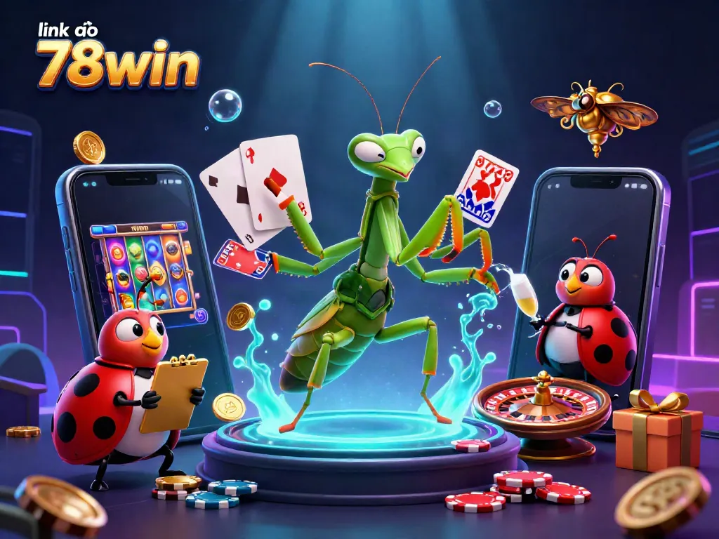 Engage with link vào 78win through an exciting 3D casino scene filled with vibrant characters and games.