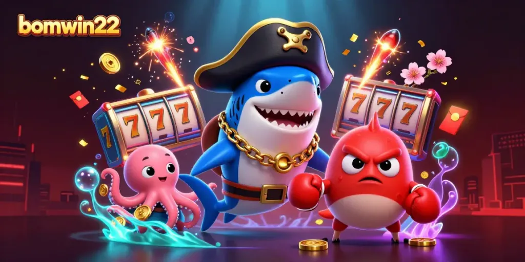 Experience the thrilling world of bomwin22 with vibrant characters and casino elements.