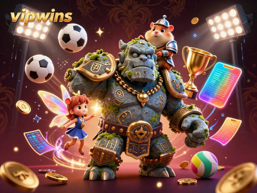 Experience the thrill of vipwins with an animated scene showcasing vibrant gambling elements and characters.