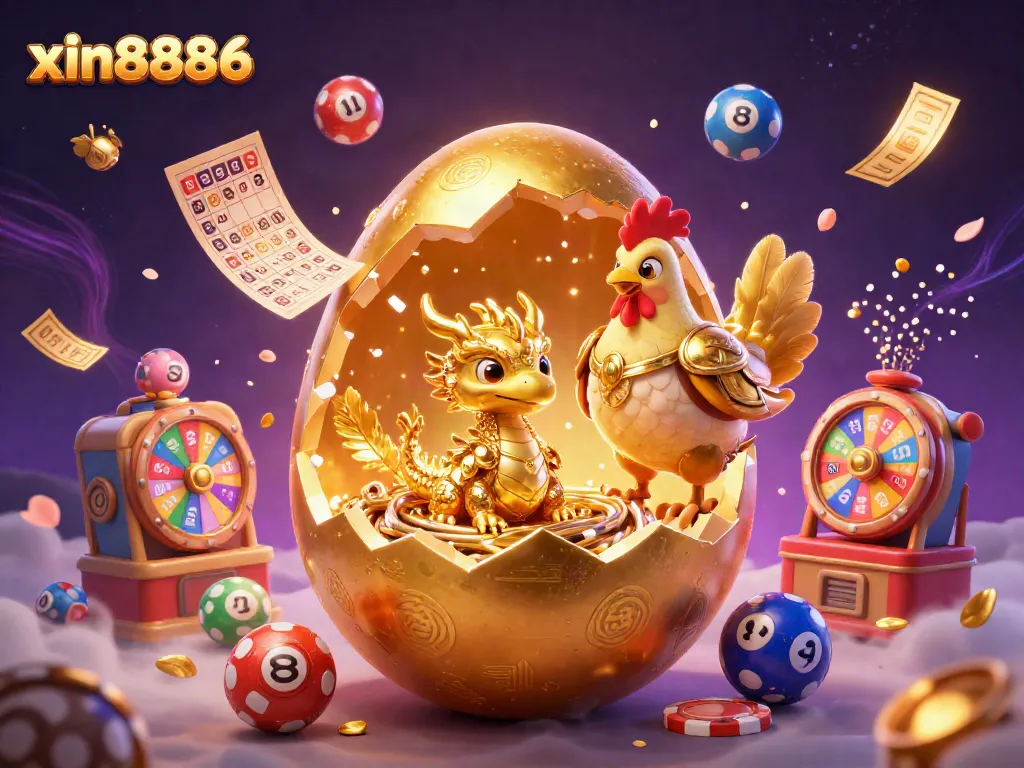 Experience high-stakes gaming at xin8886 with exciting jackpots from a golden egg revealing a treasure dragon.
