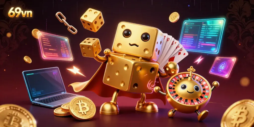 Experience thrilling gaming with 69vn’s vibrant casino characters and crypto elements.