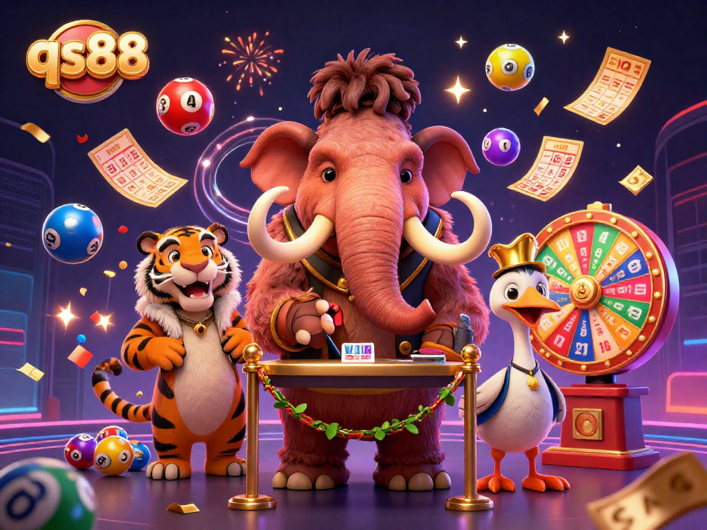Experience the excitement at qs88 with dynamic lottery balls and lucky characters at the casino.