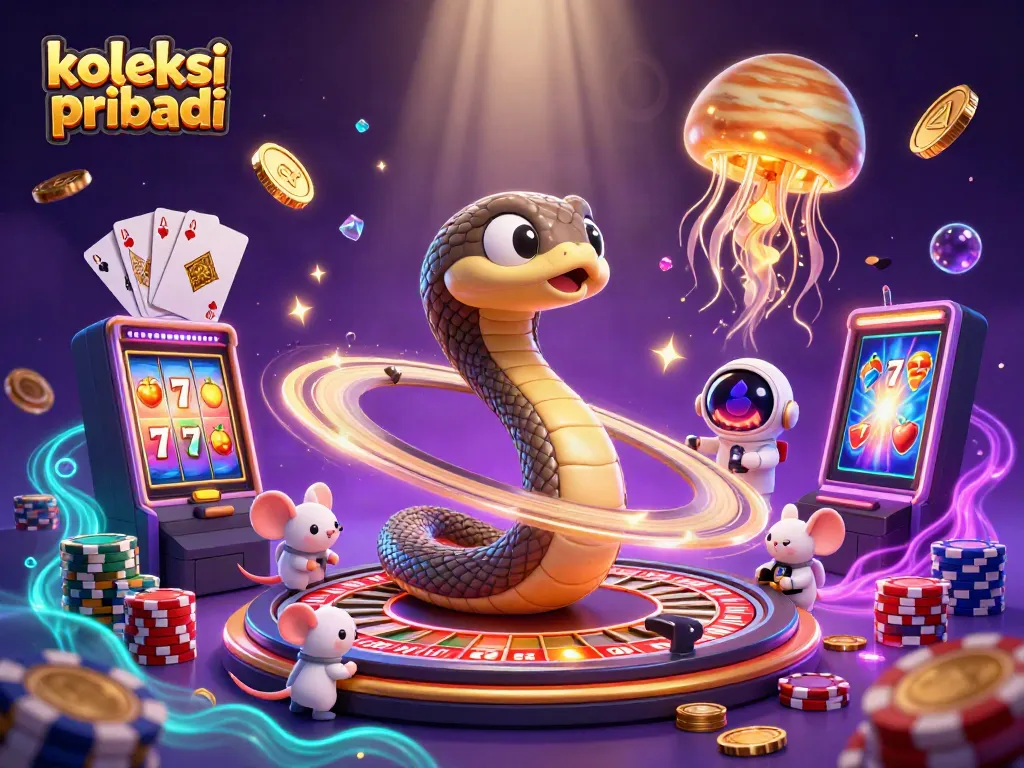Engaging illustration showcasing koleksi pribadi with a planet roulette wheel and vibrant casino elements.