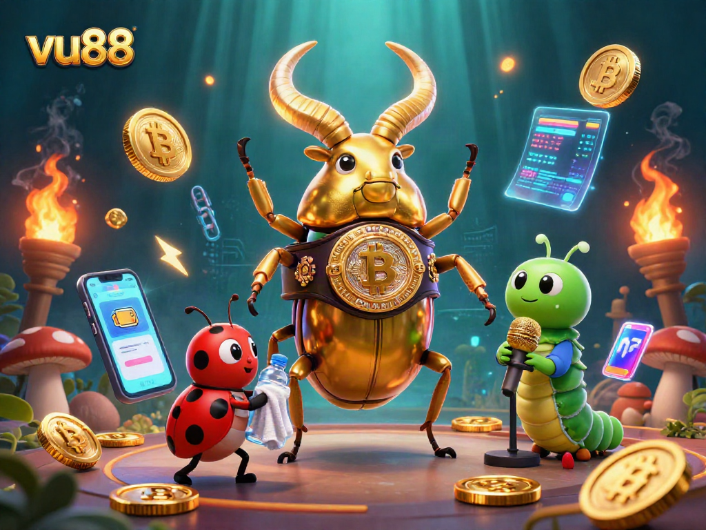 Experience the thrilling dynamics of vu88's casino action with a vibrant 3D illustration.
