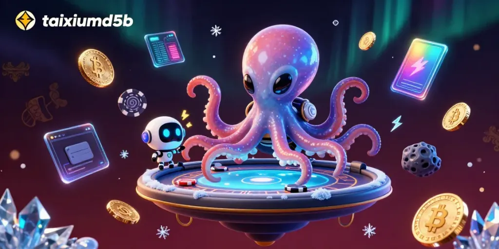 Engage in taixiumd5b with an alien octopus at a holographic poker table in outer space.