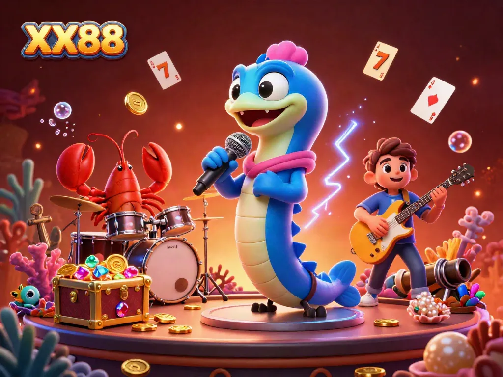 Experience thrilling slots and excitement with XX88 in this dynamic underwater casino scene.