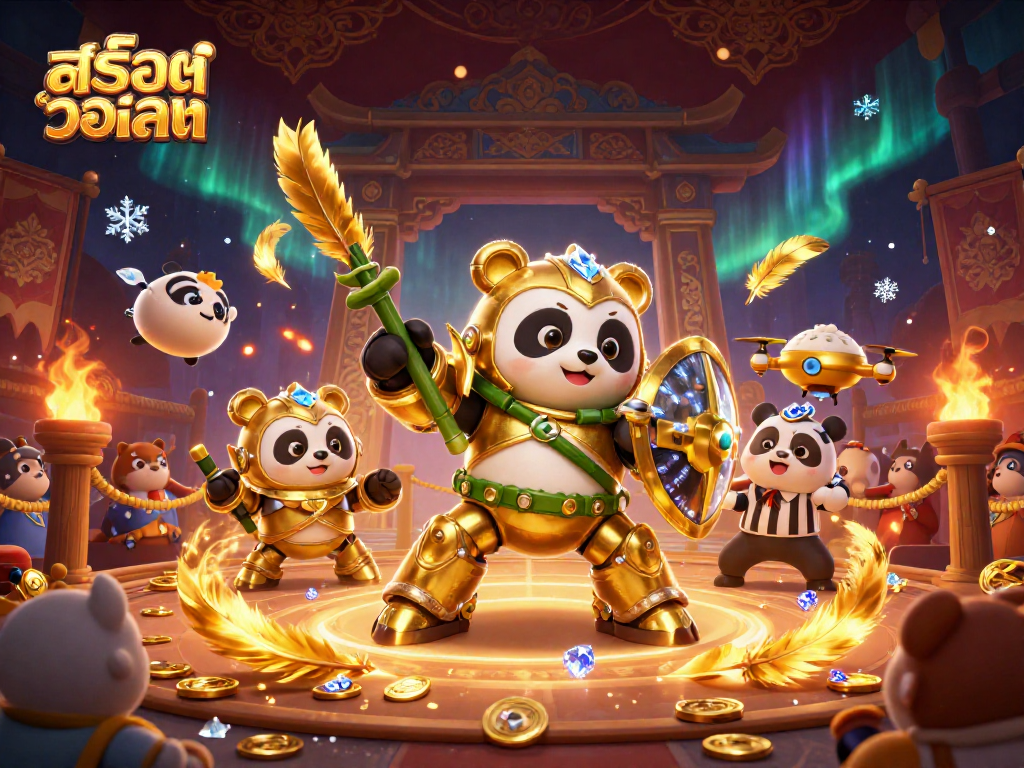 Engage in thrilling slot action with สล็อตวอเลท in a dynamic 3D gaming arena illustration.