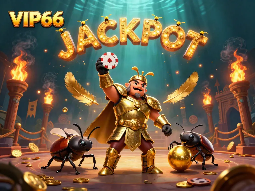 Engage with VIP66's thrilling gaming world featuring a herculean beetle champion.