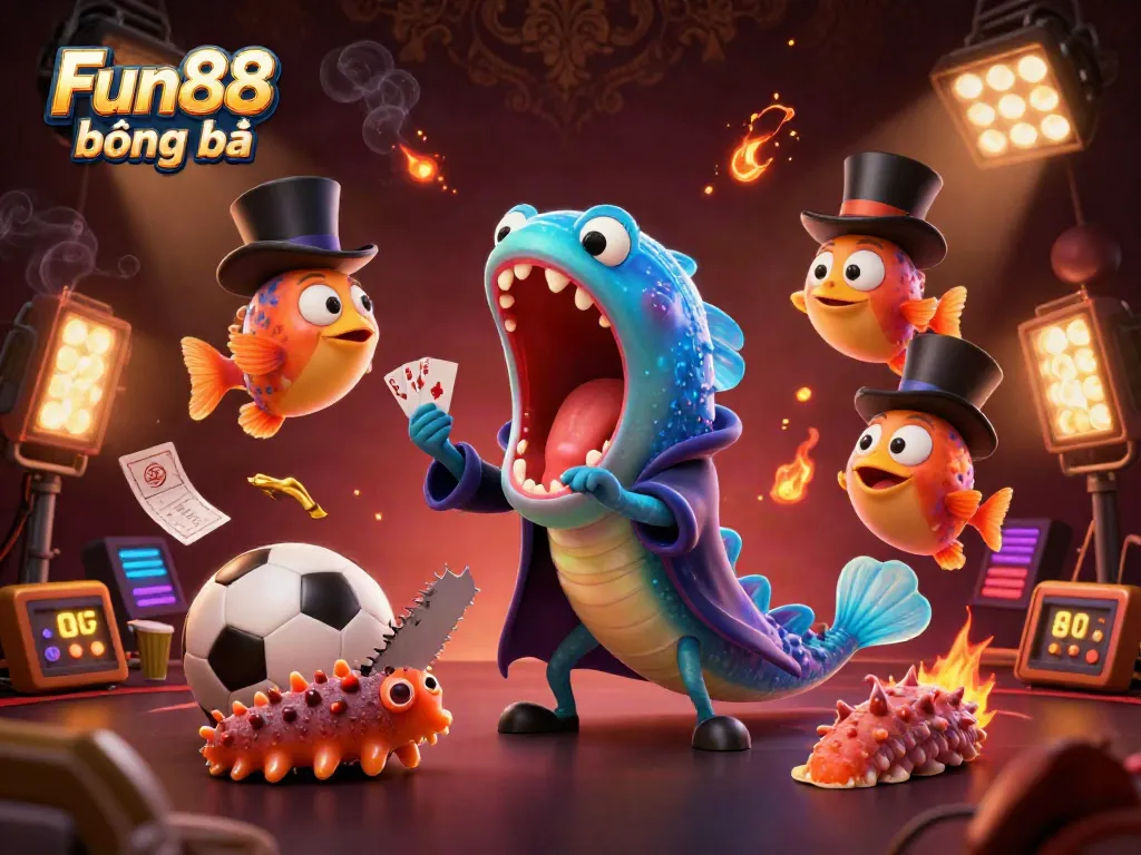 Experience the excitement of Fun88 bóng đá with a vibrant illustration of sea-themed characters engaging in sports betting activities.