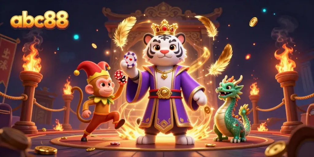 Experience the vibrant abc88 casino scene with dazzling characters and dynamic gaming elements.